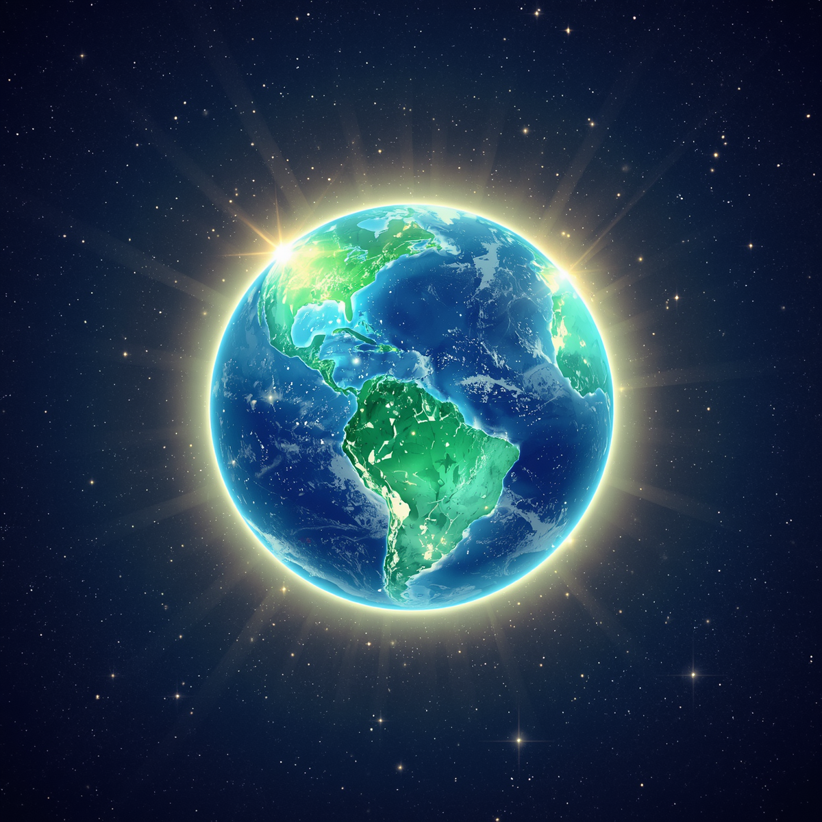 Earth glowing with healing love