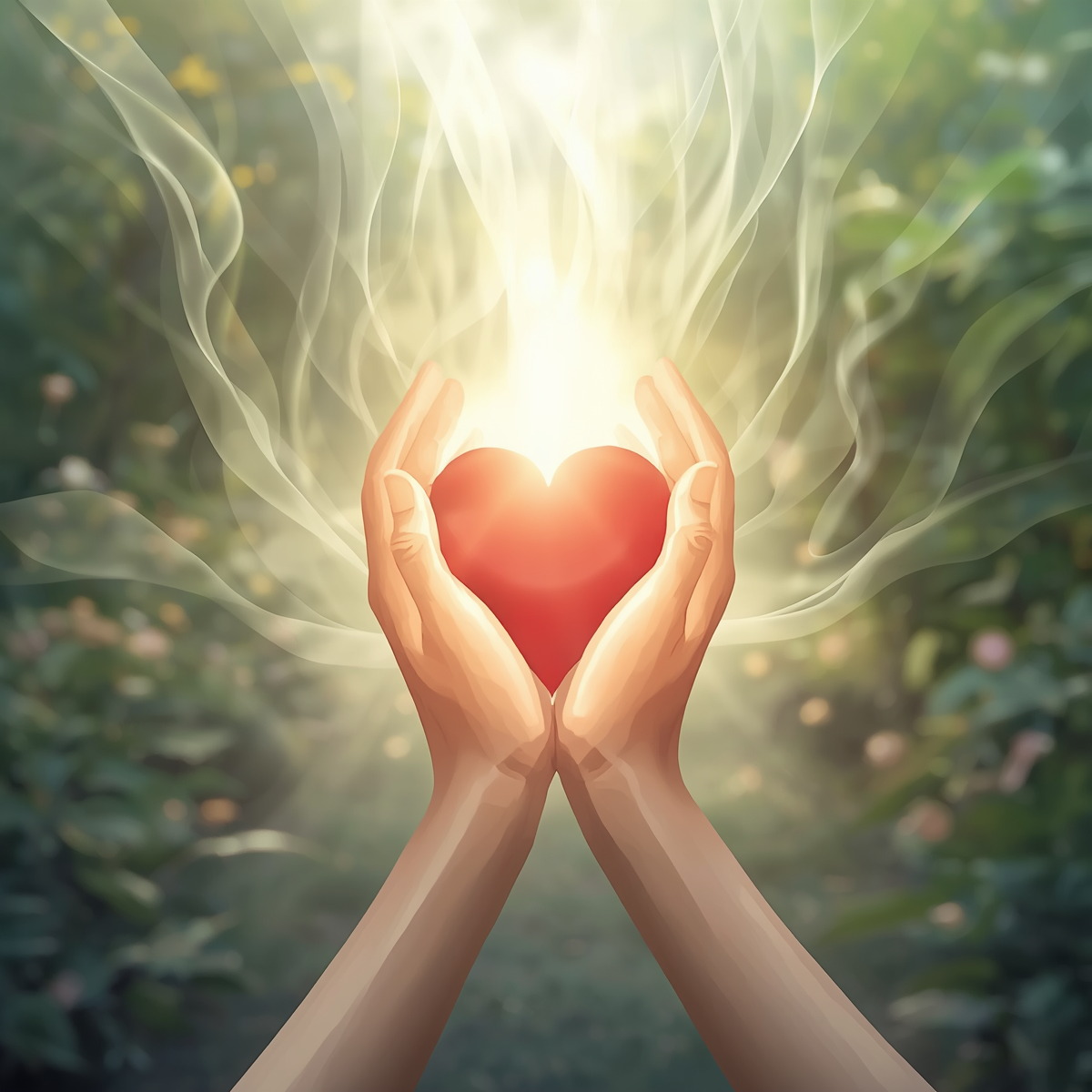 Hands over heart — healing light